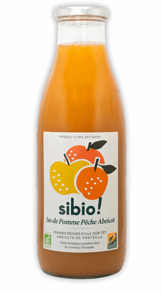 Jus de pomme, pêche et abricot